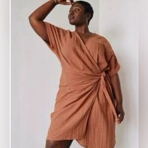 ABLE Womens Cady Wrap Dress Amber Brown